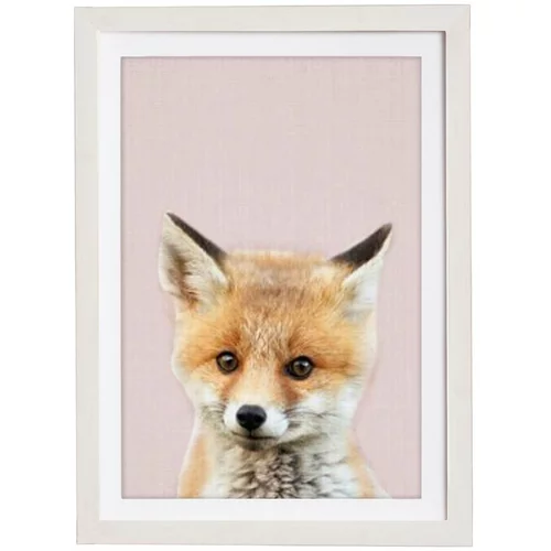 Querido Bestiario Zidna slika u okviru Baby Fox, 30 x 40 cm
