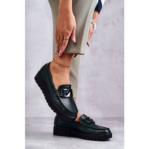 Sergio Leone Lacquered Loafers On The Platform Green Kjersti Cene