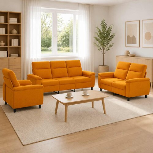  Set sofe 3 pcs Tamno žuta Tkanina Cene
