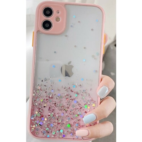 MCTK6 iphone 12 pro max furtrola 3D sparkling star silicone pink Slike
