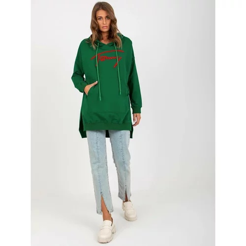 Fashion Hunters Dark green cotton kangaroo sweatshirt