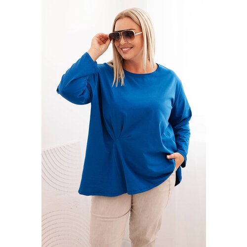 Kesi Włoski Women's Plus Size blouse with cotton, featuring a pocket and rolled sleeves kiwi Cijene
