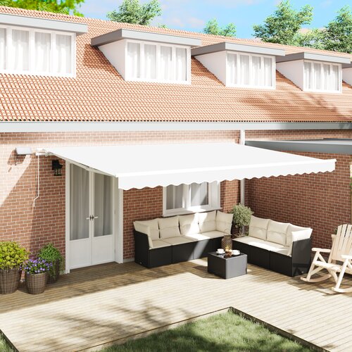 VidaXL Ročna Retraktibilna Tenda z LED Belo 500x350 cm Slike