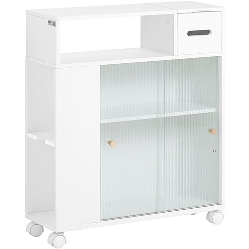 SoBuy ozka omarica za shranjevanje v kopalnici na kolesih v beli barvi v skandinavskem slogu, (20814826) Slike
