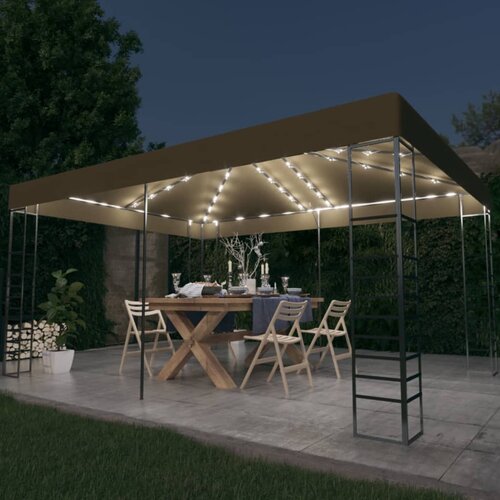  Sjenica s LED svjetlosnim trakama 3 x 4 m smeđe-siva Cijene