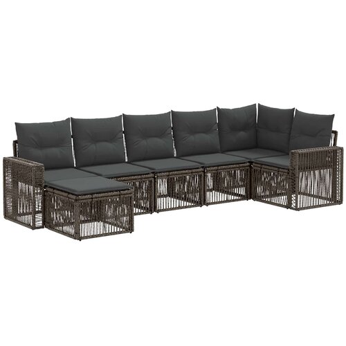 vidaXL Vrtna sedežna garnitura 7 pcs Siva in temno siva poli ratan, (5000271774) Cene