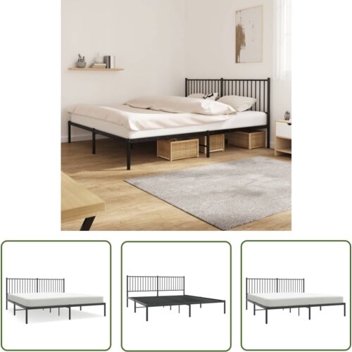 The Living Store Kovinski posteljni okvir z vzglavjem črn 180x200 cm - Posteljni Okvir, (21737180) Cene