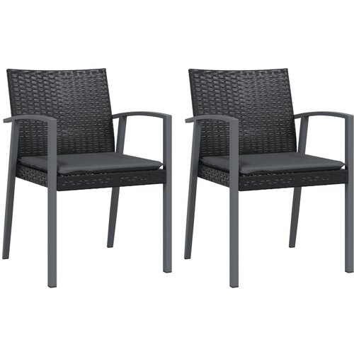  Vrtne stolice s jastucima 2 kom crne 56,5x57x83 cm poliratan Slike