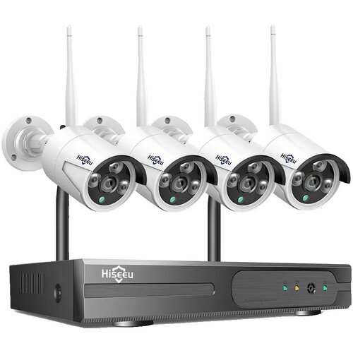 Hiseeu WiFi video nadzorni sistem, 1080P HD ločljivost, Alexa integracija, 3MP 10CH NVR 4 kamere, nobena, (5000136865) Cene
