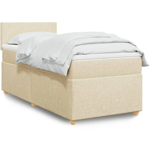 vidaXL Box spring postelja z vzmetnico krem 90x200 cm blago