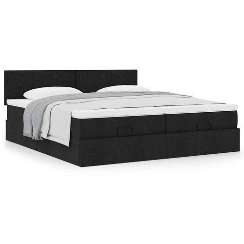 vidaXL Otomanski posteljni okvir z vzmetnicami črn 160x200 cm blago Cene