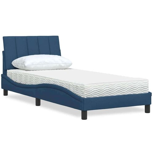  Krevet s madracem plavi 90 x 190 cm od tkanine - Plava 90 x 190 cm Slike