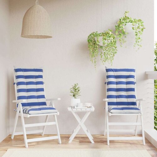  Zunanja blazina 2 pcs Modra in bela 120 x 50 x 7 cm Blago, (5000232296) Slike