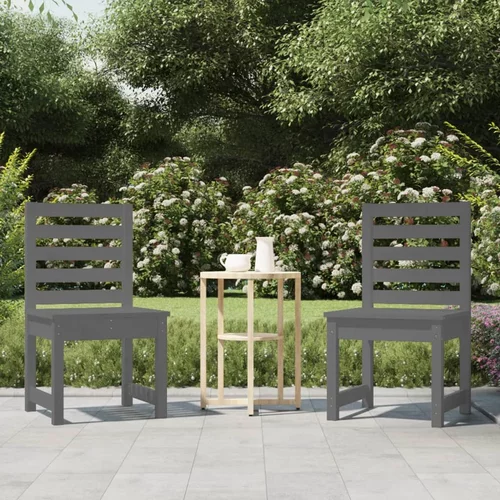 vidaXL Vrtne stolice 2 kom sive 40 5 x 48 x 91 5 cm masivna borovina