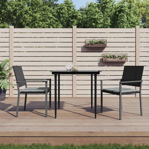  Vrtne stolice s jastucima 2 kom crne 54x62,5x89 cm poliratan Cene