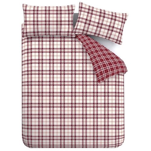 Catherine Lansfield Bordo posteljina za krevet za jednu osobu 135x200 cm Kelso Check – Cijene