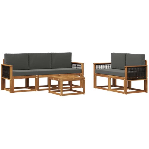 vidaXL Zunanja garnitura za sedenje 6 pcs Naravna in antracitna, (5000281595) Cene