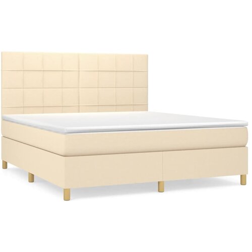 VidaXL Box spring postelja z vzmetnico krem 180x200 cm blago, (20895473) Slike