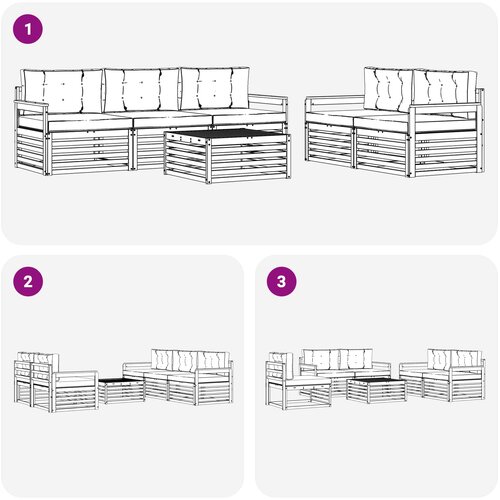  Set vanjskih sofa 6 kom. Bijela i bež Slike