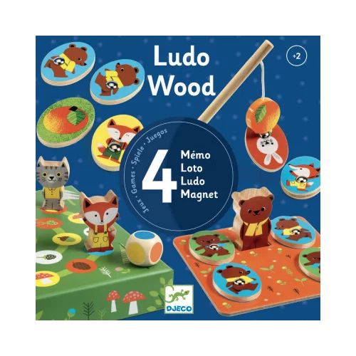 Djeco Ludo Wood – komplet 4 iger (v gozdu)