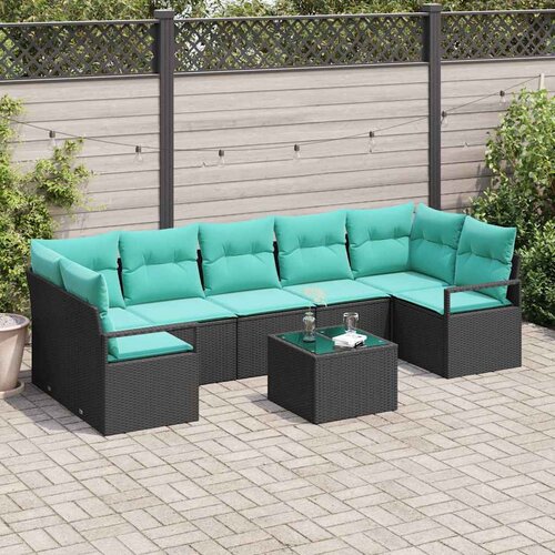  Set sofe 8 pcs Crna i Tirkizna poliratan Cene