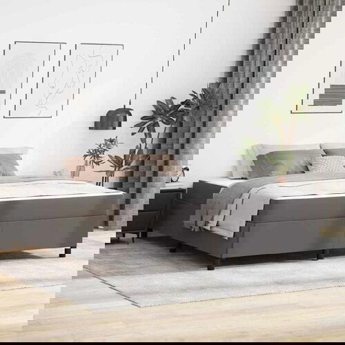 vidaXL Posteljni okvir z vzmetnico Siva 180 x 200 cm Umetna koža Cene