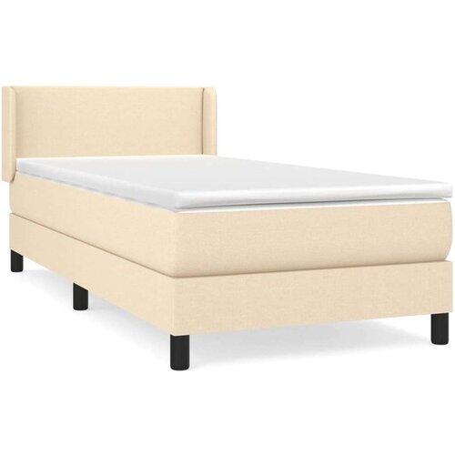 vidaXL Box spring postelja z vzmetnico krem 90x190 cm blago Cene