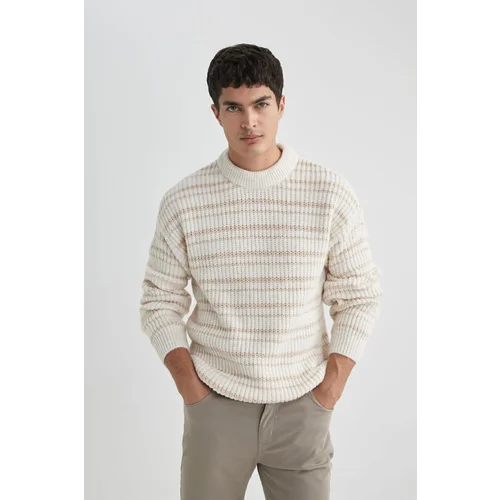 Defacto Oversize Fit Striped Crew Neck Sweater