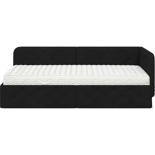  Kutni okvir kreveta Crna 90 x 190 cm tkanina Slike