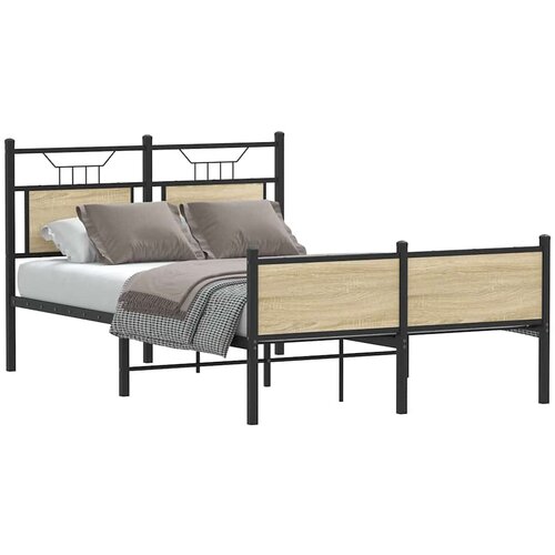 VidaXL Posteljni okvir brez vzmetnice hrast 120x200 cm inženirski les Slike