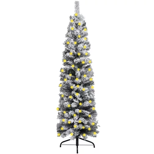vidaXL Usko božićno drvce s LED svjetlima i snijegom zeleno 180 cm PVC