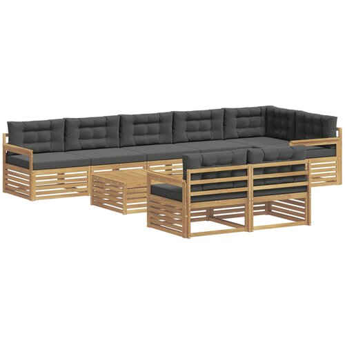 vidaXL Zunanja garnitura za sedenje 9 pcs Bela in antracit Poliester, (5000280448) Cene