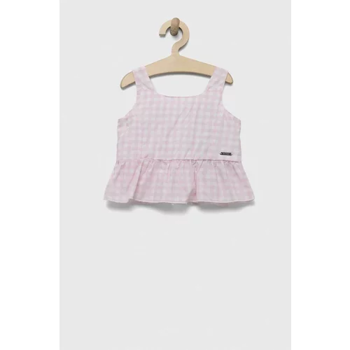 Guess Dječja pamučna bluza boja: ružičasta, s uzorkom
