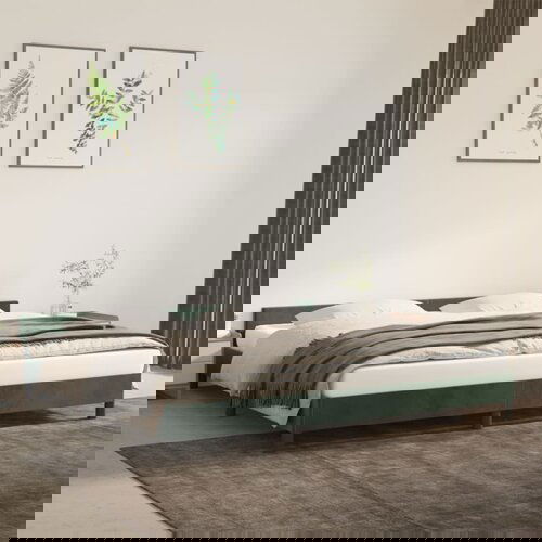 VidaXL Posteljni okvir z vzglavjem temno zelen 200x200 cm žamet Slike