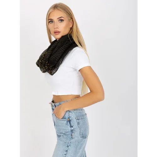 Fashion Hunters Black and khaki scarf with a motif