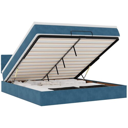 vidaXL Otomanska postelja z vzmetnico & LED temno modra 160x200cm, (22053291) Cene