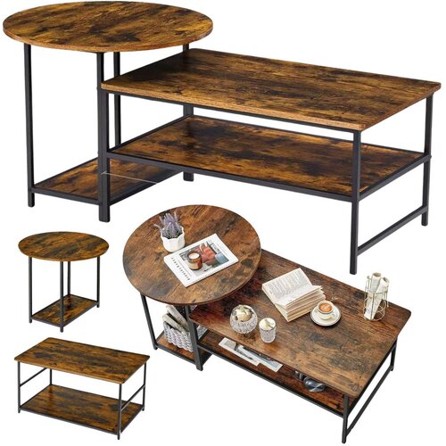  Set stolića za dnevni boravak 2u1 Rustic 123x60x51cm Slike