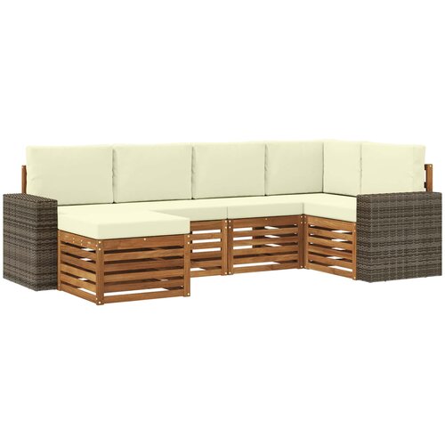  Set vanjskih sofa 6 kom. Prirodna i krem Poliester 255 x 136,5 x 73 cm Slike