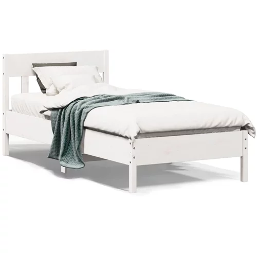 vidaXL Okvir kreveta s uzglavljem bijeli 90 x 190 cm od borovine