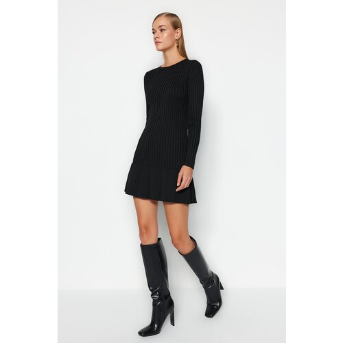 Trendyol Black Mini Sweater Crew Neck Dress Slike