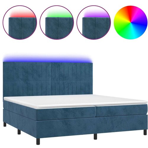  Box spring s madracem LED tamnoplavi 200x200 cm bar&amp;scaron;un Slike