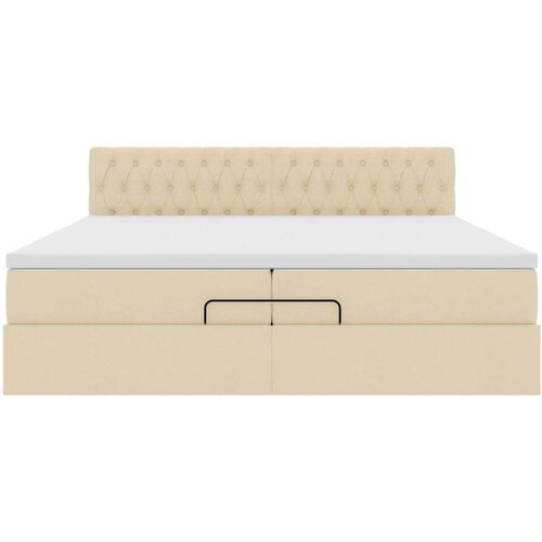 vidaXL Otomanski posteljni okvir z vzmetnico krem 200x200 cm blago, (21670843) Cene