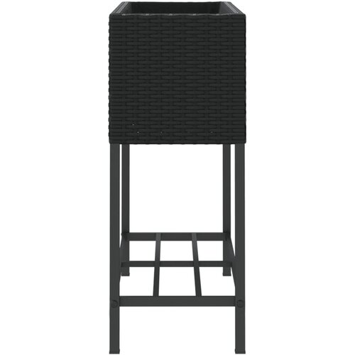  Vrtne sadilice s policom 2 kom crne 70 x 28 x 70 cm poliratan Slike