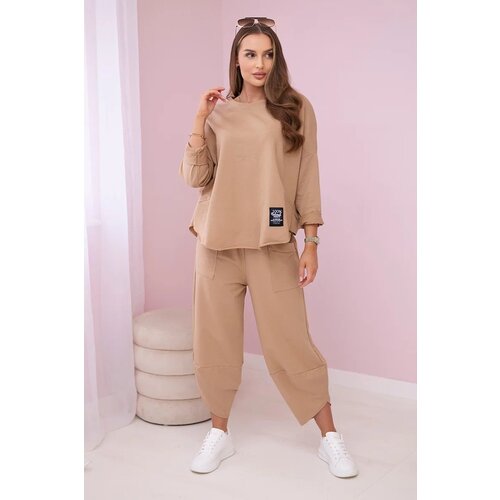 Kesi Cotton Sweatshirt and Trouser Camel Slike