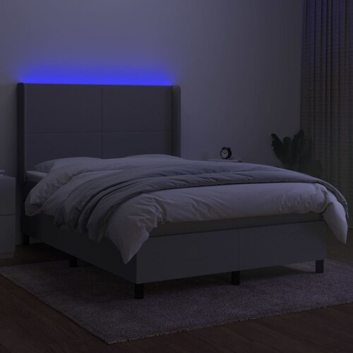  Krevet box spring s madracem LED svjetlosivi 140x200 cm tkanina Slike