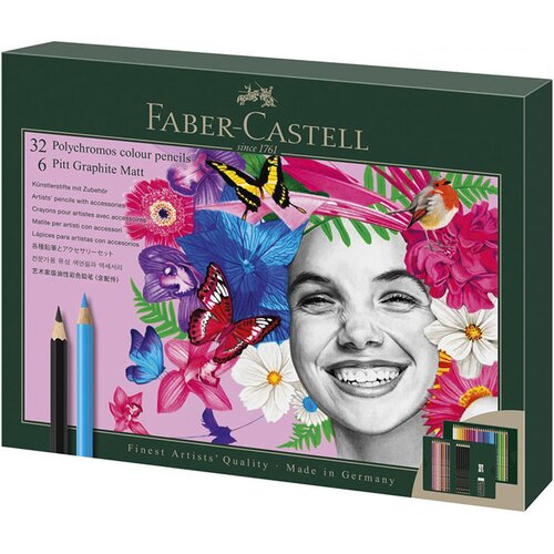 Faber-Castell Barvice Polychromos & Pitt, 38 kosov + radirka in svinčniki Cene