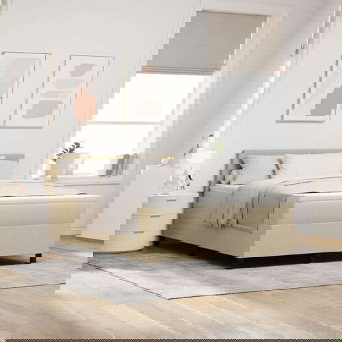 Box Spring Krevet s Madracem &amp;amp;amp LED Svjetlom Zelena Siva 140x200 cm Tkanina od kordure Slike