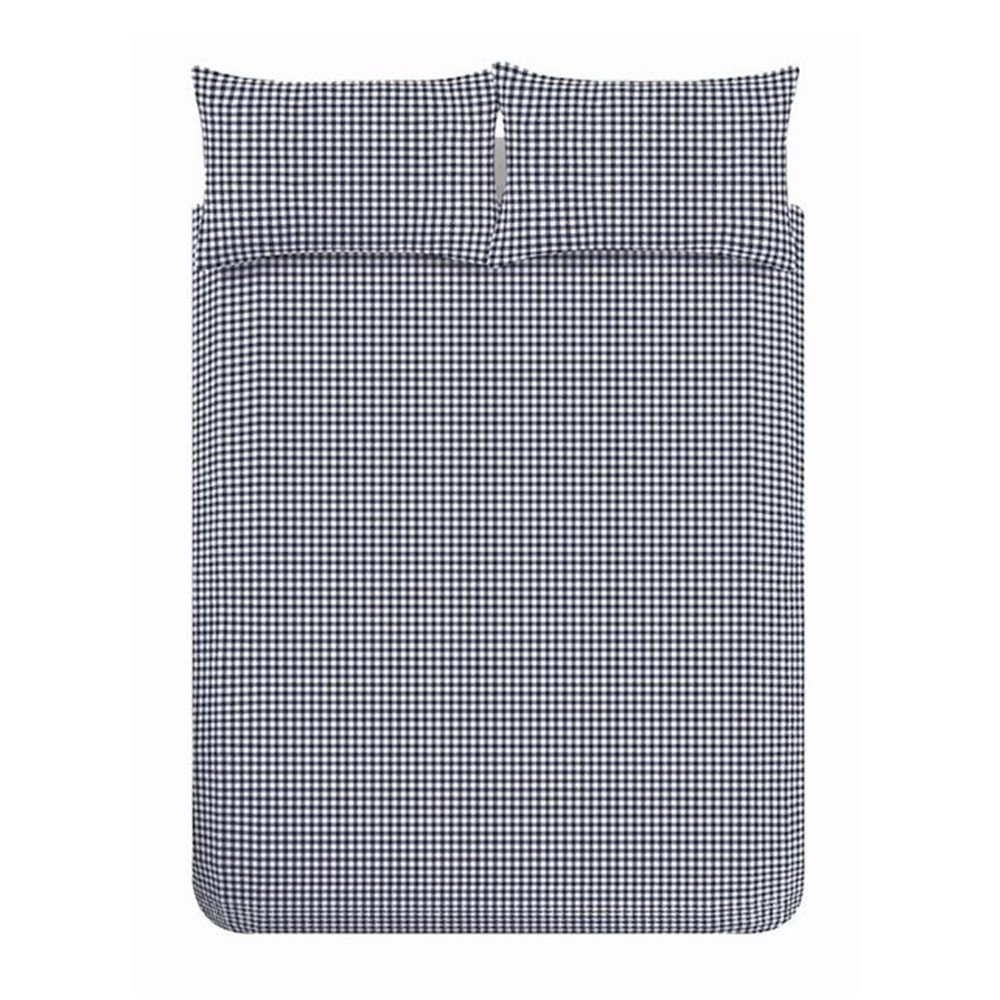 Catherine Lansfield Temno modra 3-delna posteljnina za zakonsko posteljo 200x200 cm Bamford Gingham Check &ndash; Cene