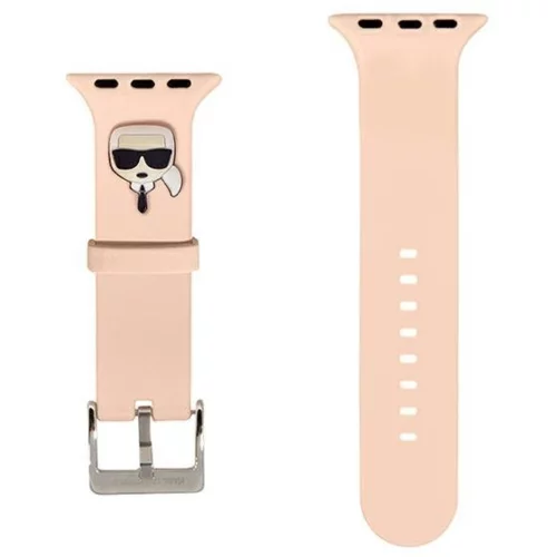 Karl Lagerfeld Silikonski pašček za uro KLAWMSLKP za Apple Watch 38 / 40 mm - Karls Head roza