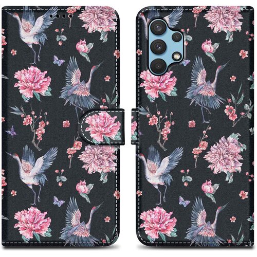 Cadorabo Ohi&scaron;je, združljiv s Samsungom - Design Crane & Flowers &scaron;t. 9 - Za&scaron;čitni pokrov z magnetnim zapiranjem, funkcijo stojala in režo za kartico, (20694869) Cene